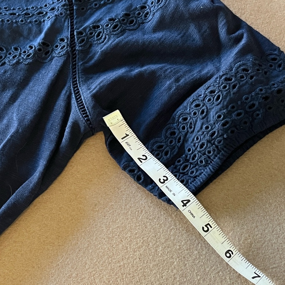 Talbots Eyelet Slub Knit Fit & Flare Dress in Navy - XS - Picture 9 of 10